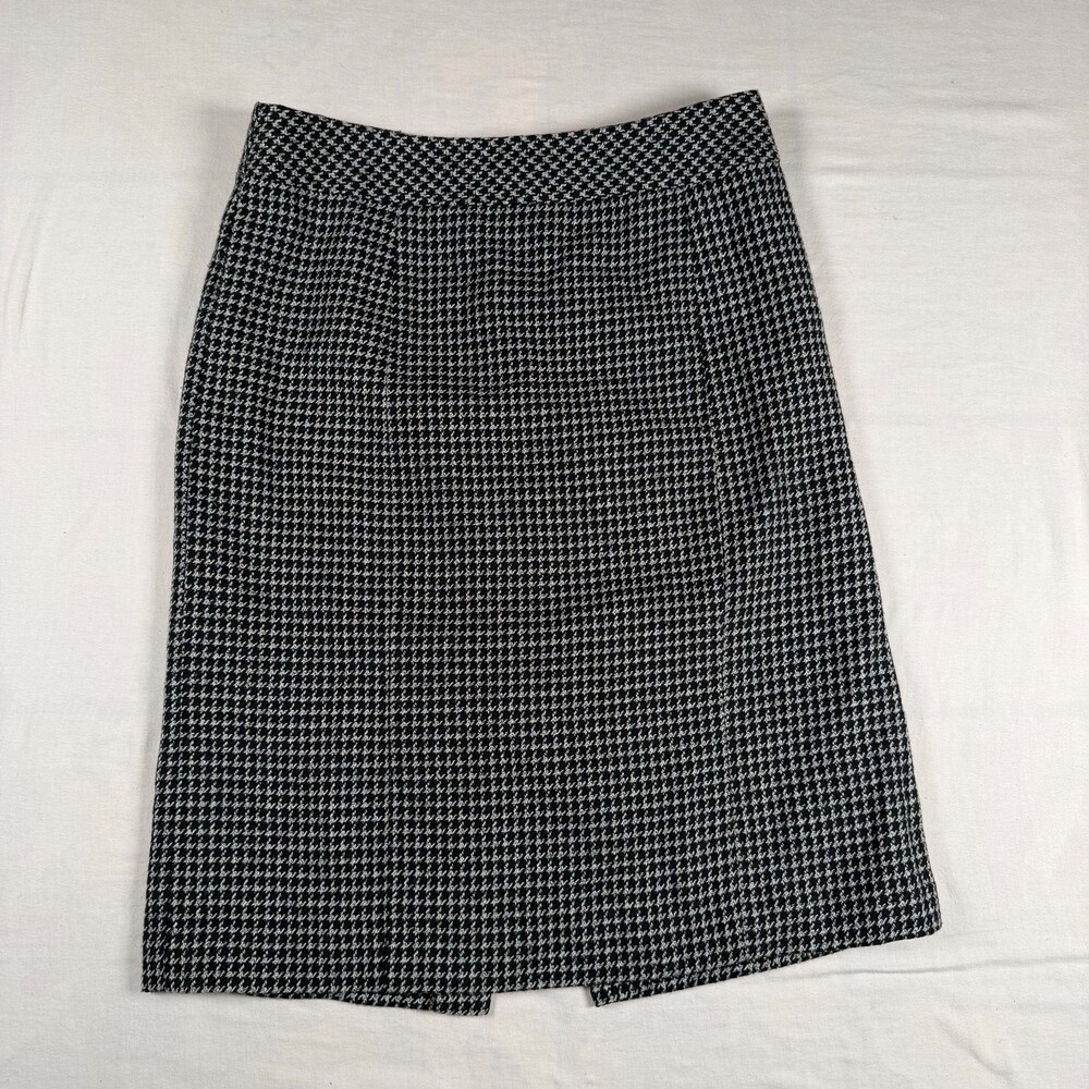 Covington Women Size 8 Black White Houndstooth Stretch Pencil Skirt Office Workw